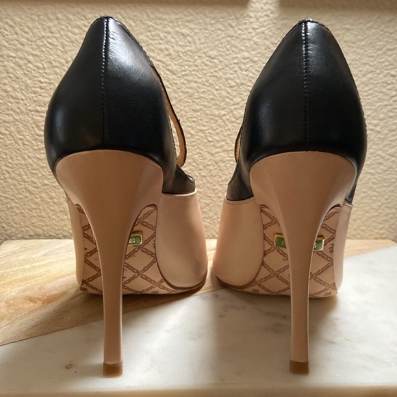 NIB L.A.M.B. Gwen Stefani Leather peep toe heels 10M Gorgeous! - Picture 8 of 16